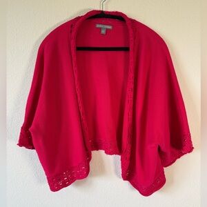 Hot Pink Jessica London Shrug Sweater size 22-24-Crocheted Edge Detail